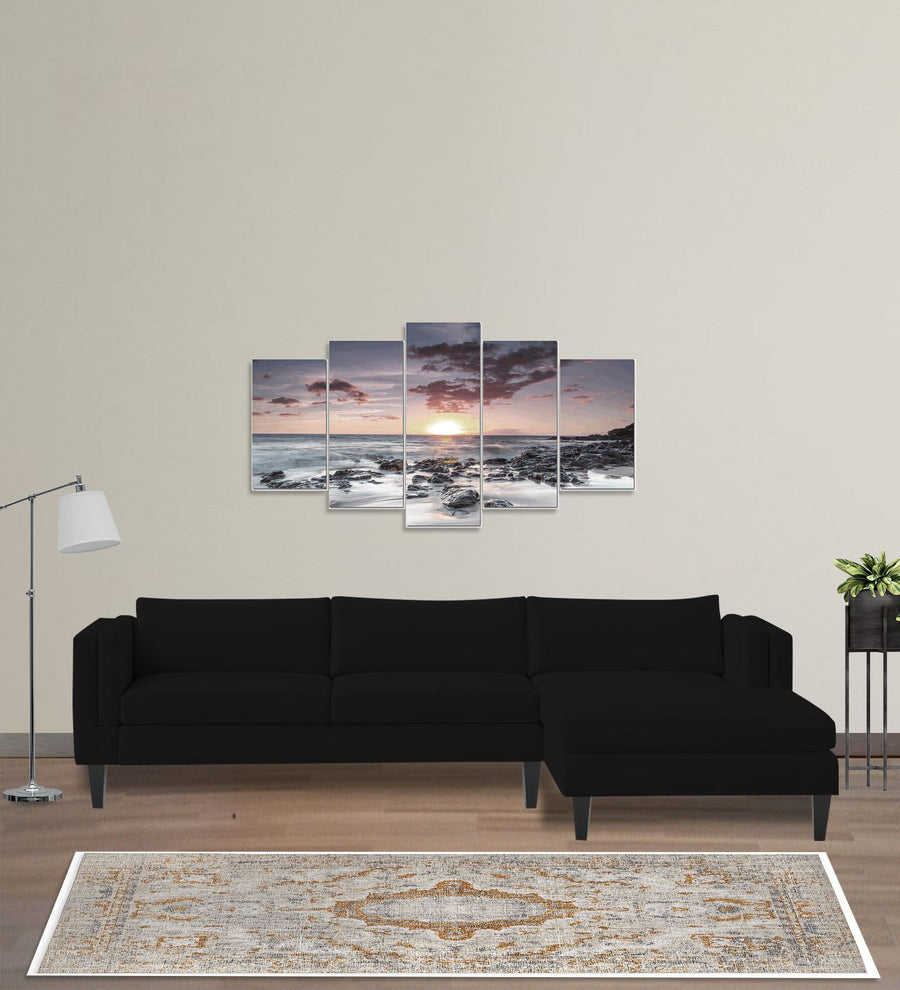 Jasper  LHS  (3+Lounger) Velvet Sectional Sofa - Adam Black by Febonic Living