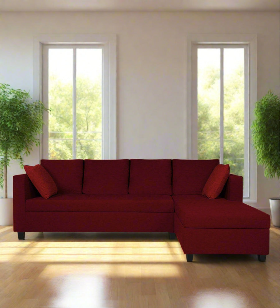 Nebula  LHS  (3+Lounger) Fabric Sectional Sofa - Ruby Red by Febonic Living