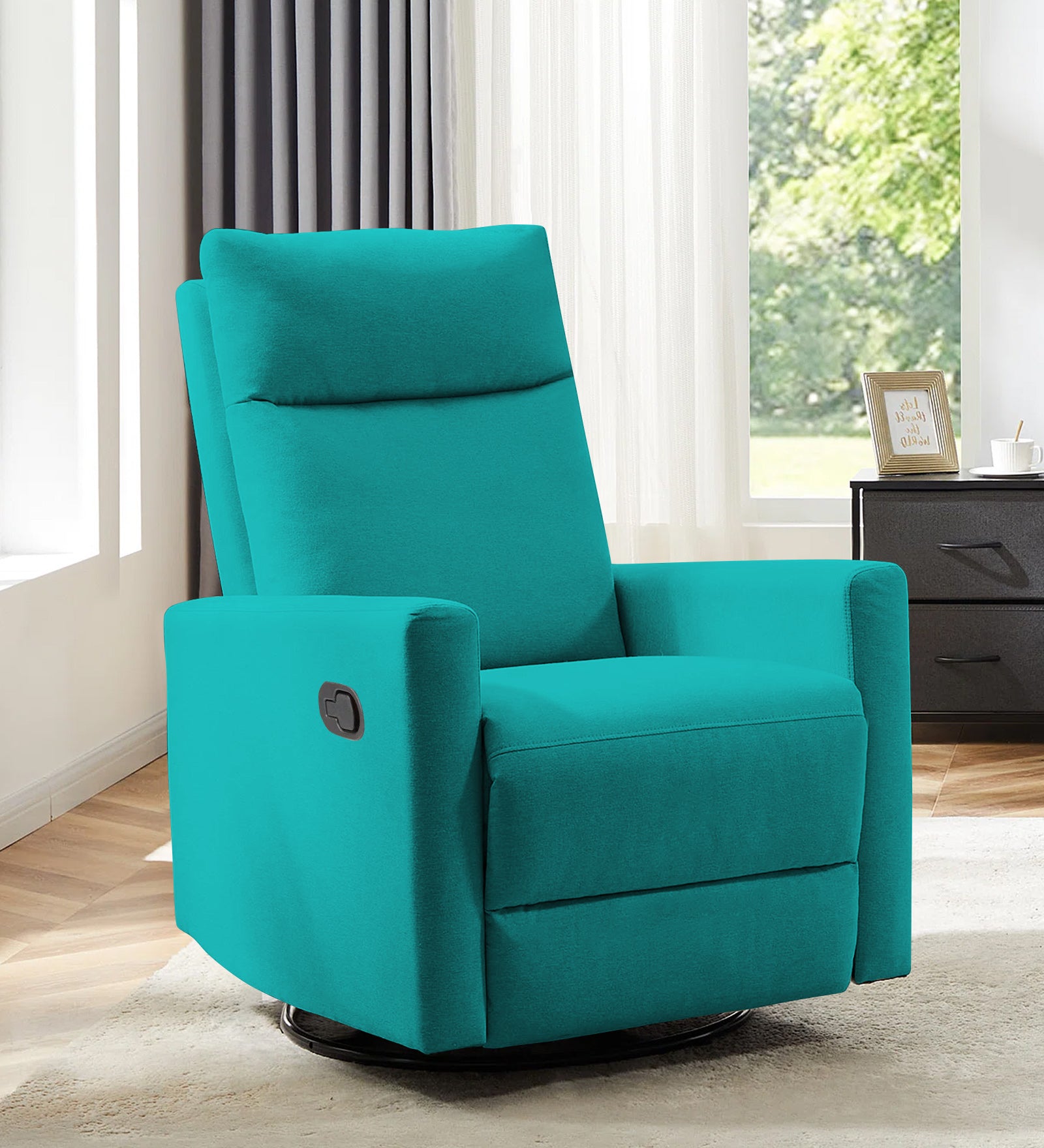 Zura Fabric Manual 1 Seater Recliner In Sea Green Colour