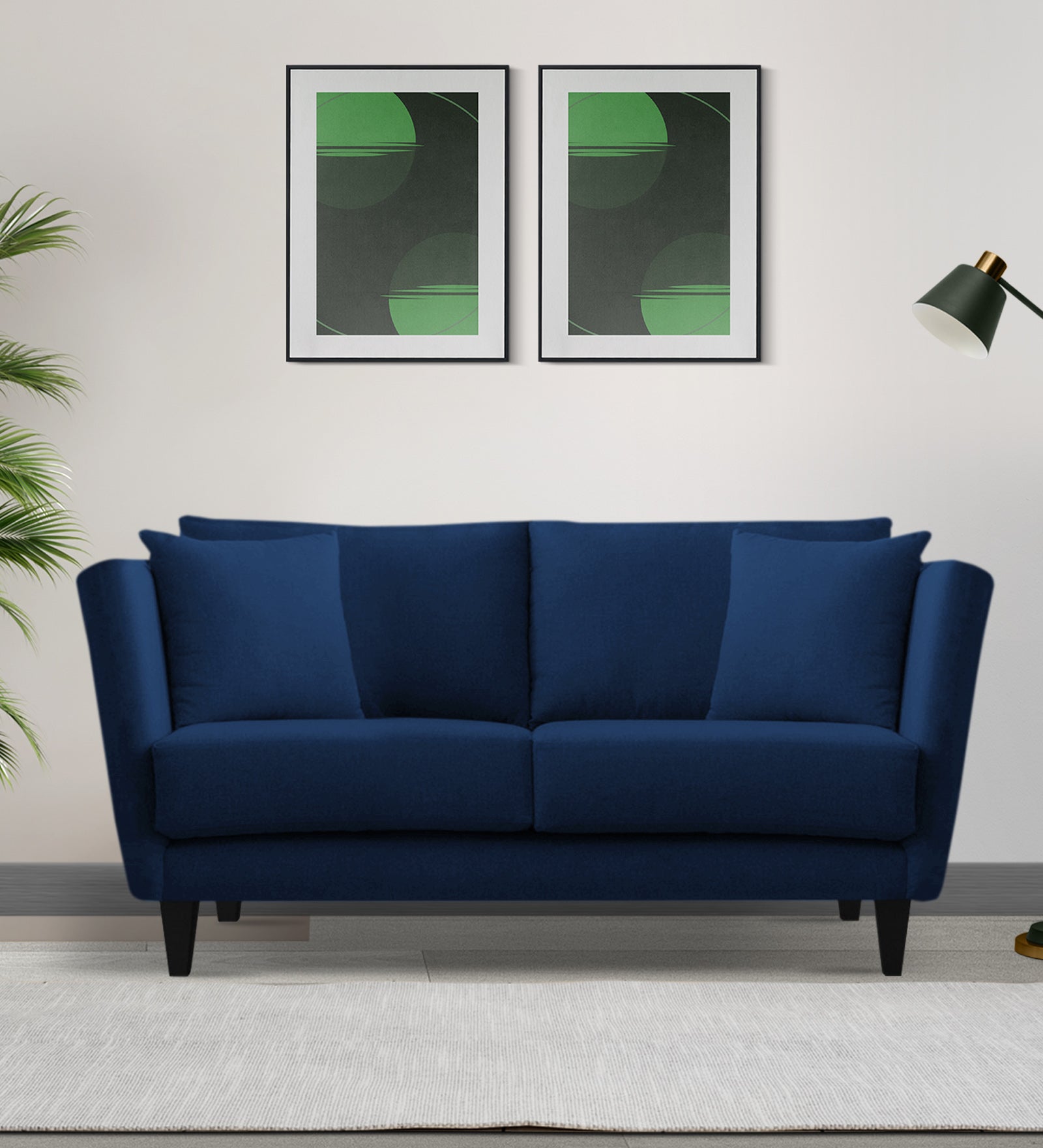 Norway Velvet 2 Seater Sofa In Imperial Blue Colour