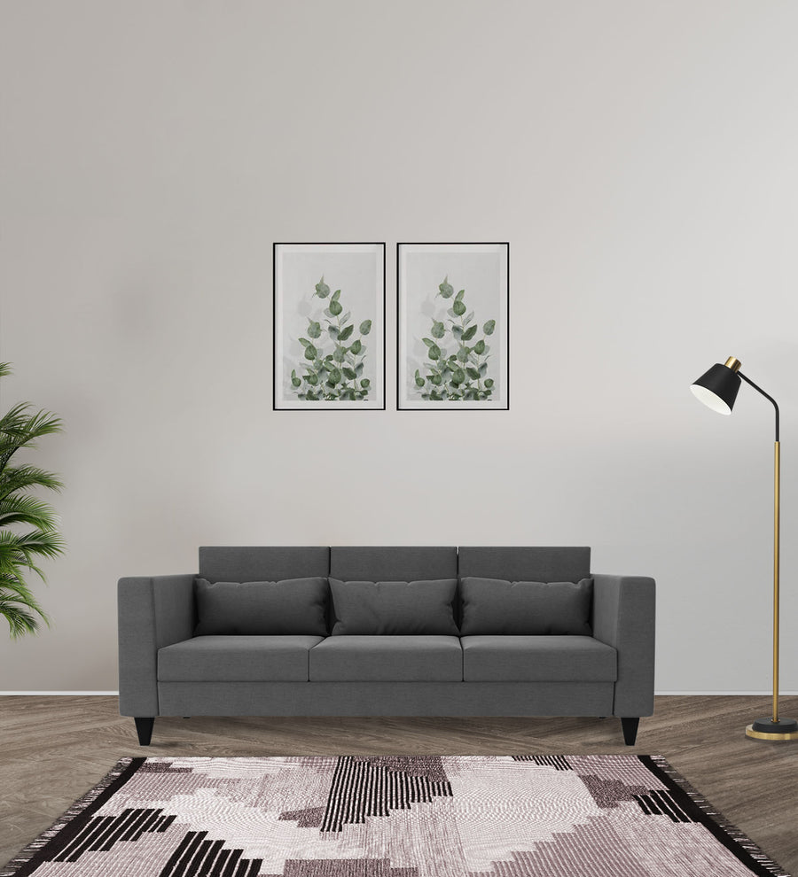 Nipul 3 Seater Fabric Sofa - Charcoal Grey by Febonic Living