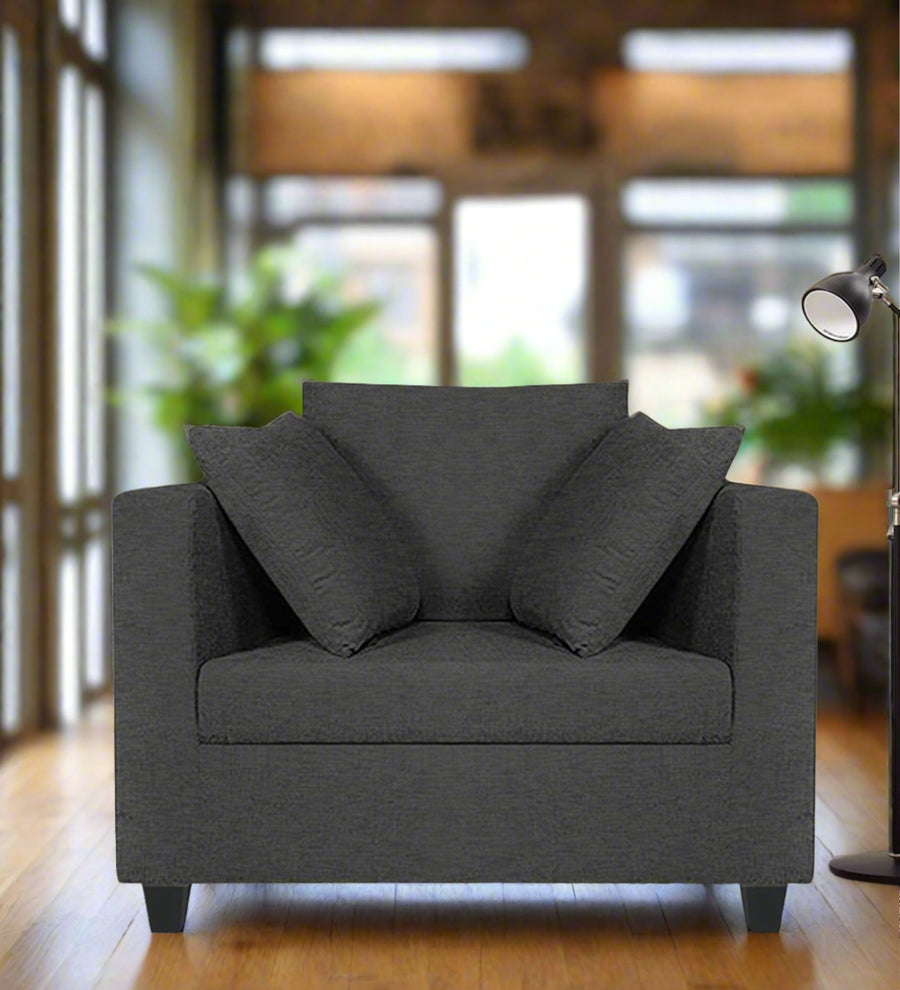 Nuska  1 Seater Fabric Sofa - Charcoal Grey by Febonic Living