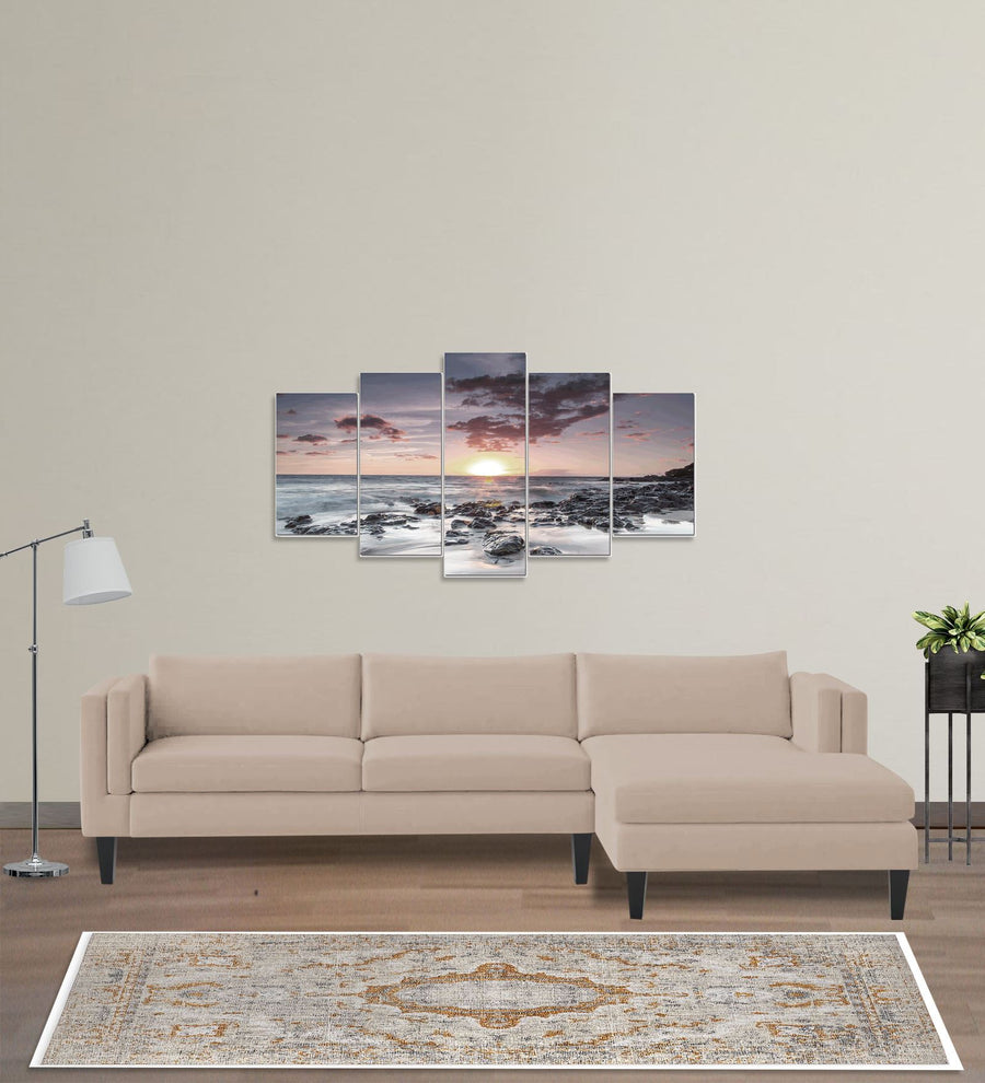 Jasper  LHS  (3+Lounger) Velvet Sectional Sofa - Camel Beige by Febonic Living