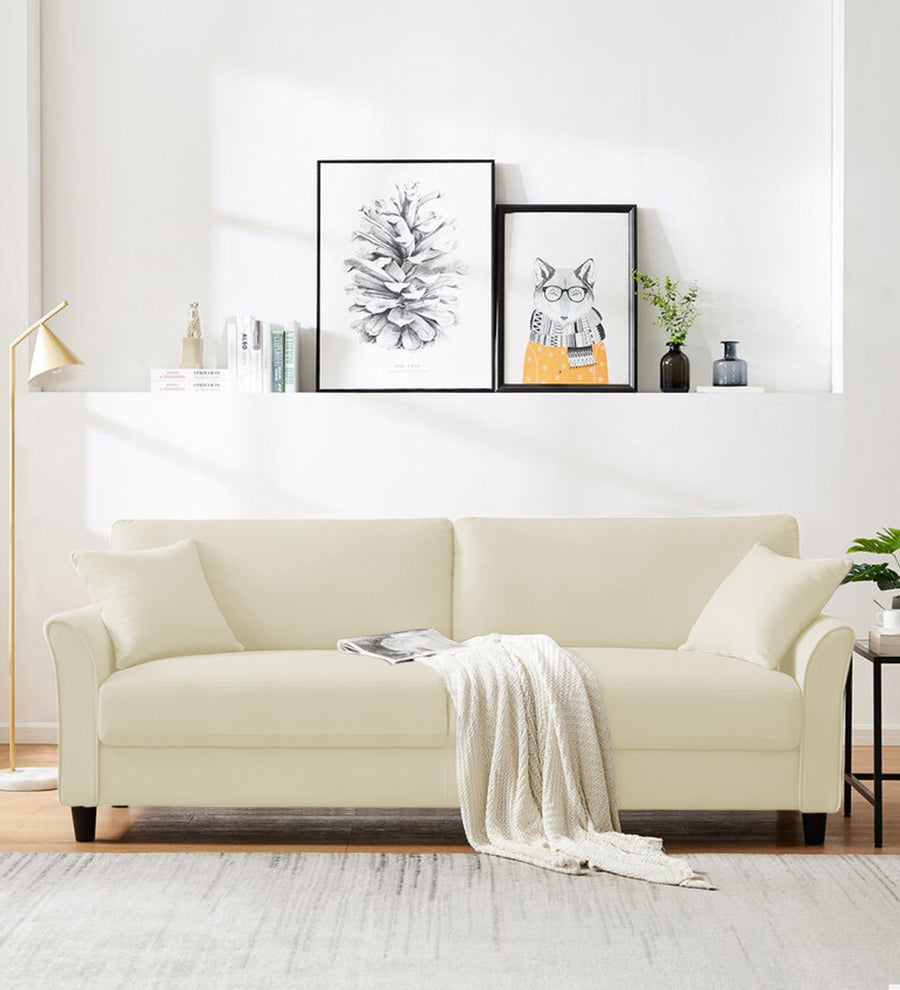 Daroo 3 Seater Velvet Sofa - Warm White by Febonic Living