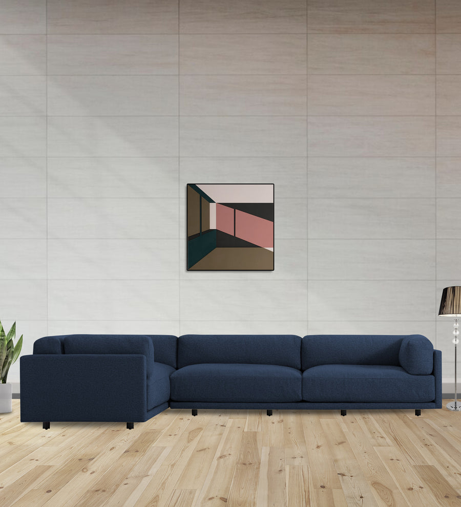 Nixon  6 Seater RHS Corner Fabric Sofa - Denim Blue by Febonic Living