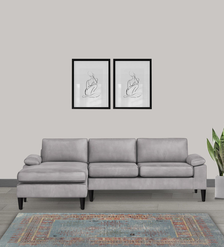 Vegas  RHS  (3+Lounger) Velvet Sectional Sofa - Concrete Grey by Febonic Living