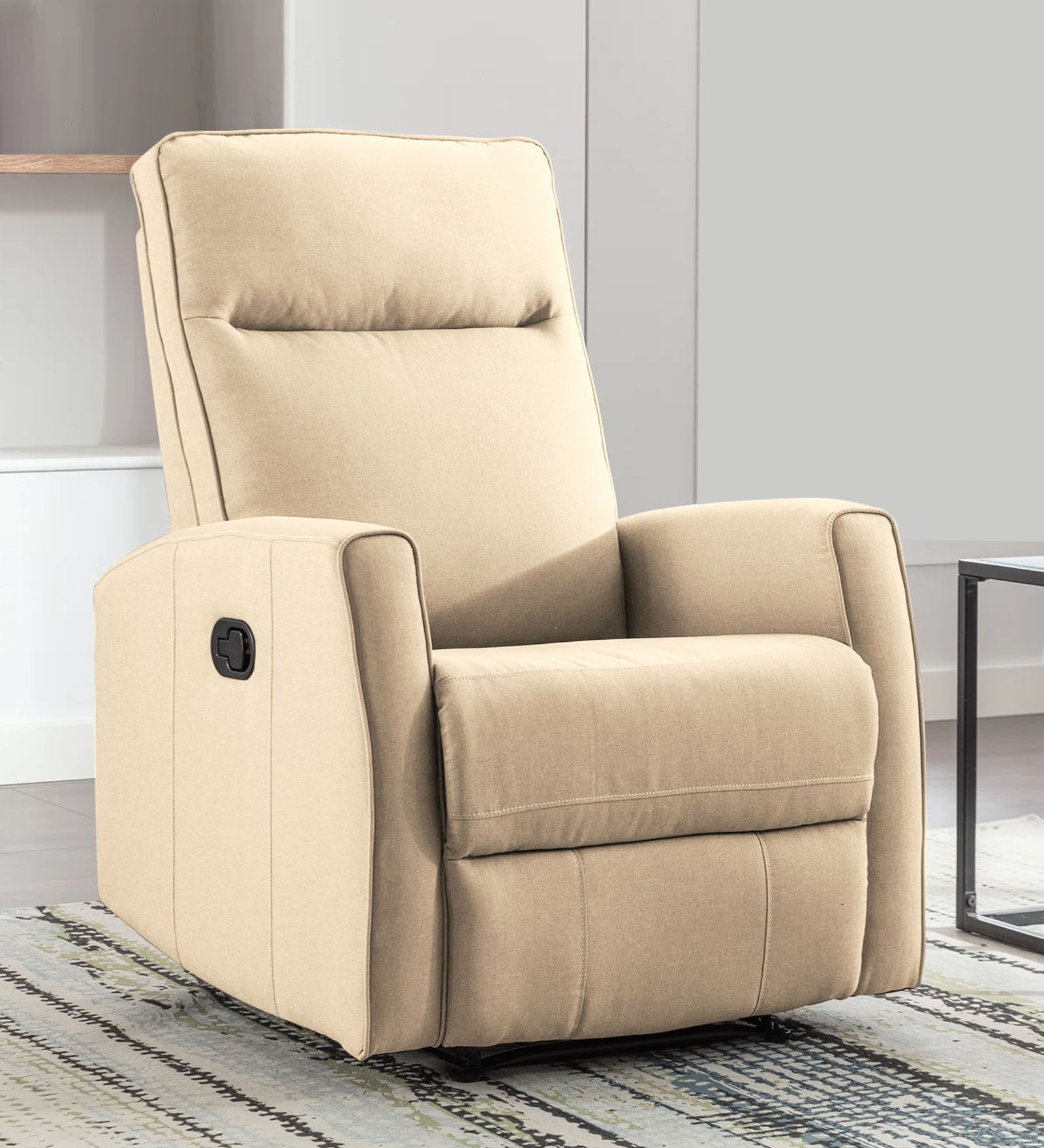 Logan Fabric Manual 1 Seater Recliner In ivory cream Colour