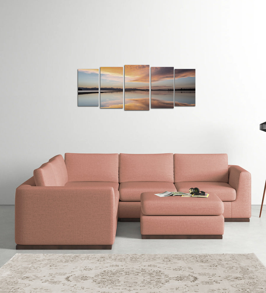 Freedom  6 Seater LHS Corner Sofa Velvet Ottoman - Blush Pink by Febonic Living