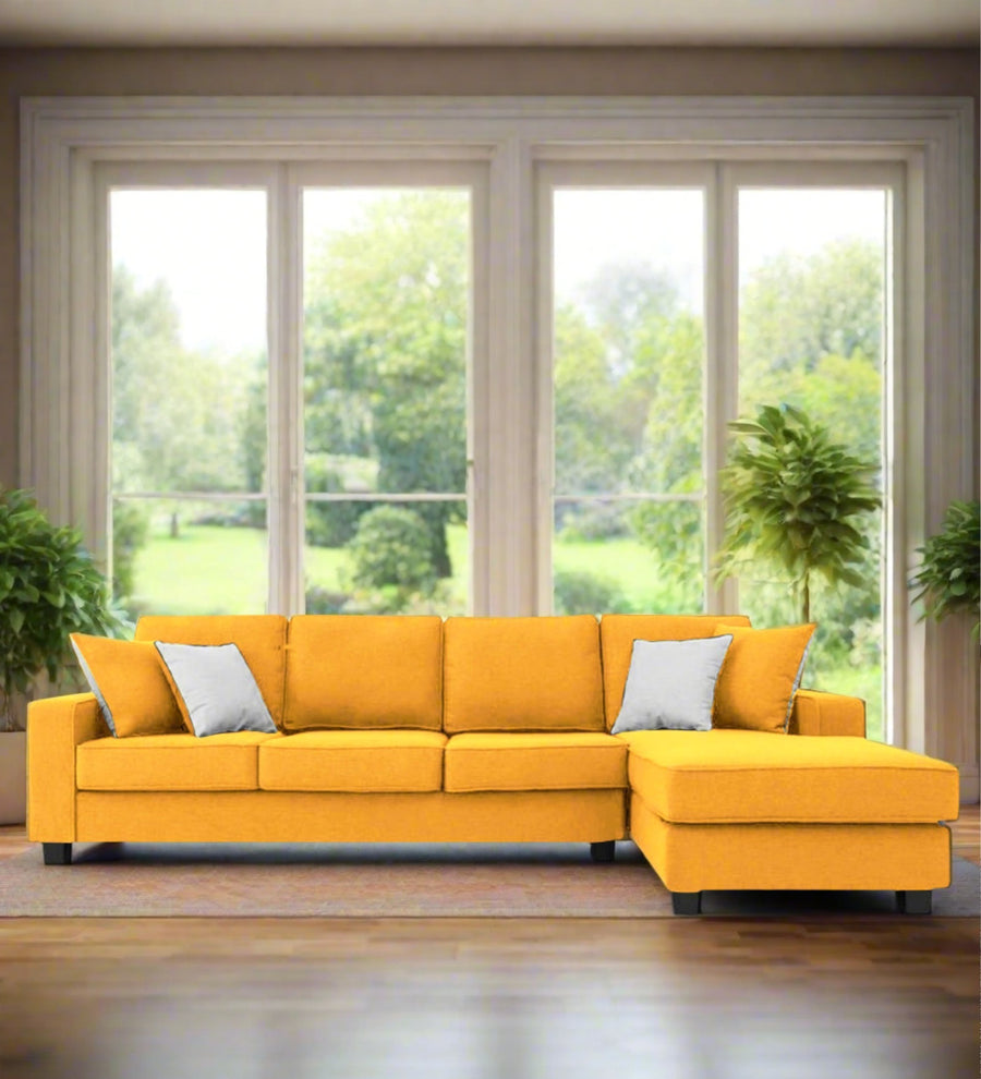 Ladybug  LHS  (3+Lounger) Fabric Sectional Sofa - Bold Yellow by Febonic Living