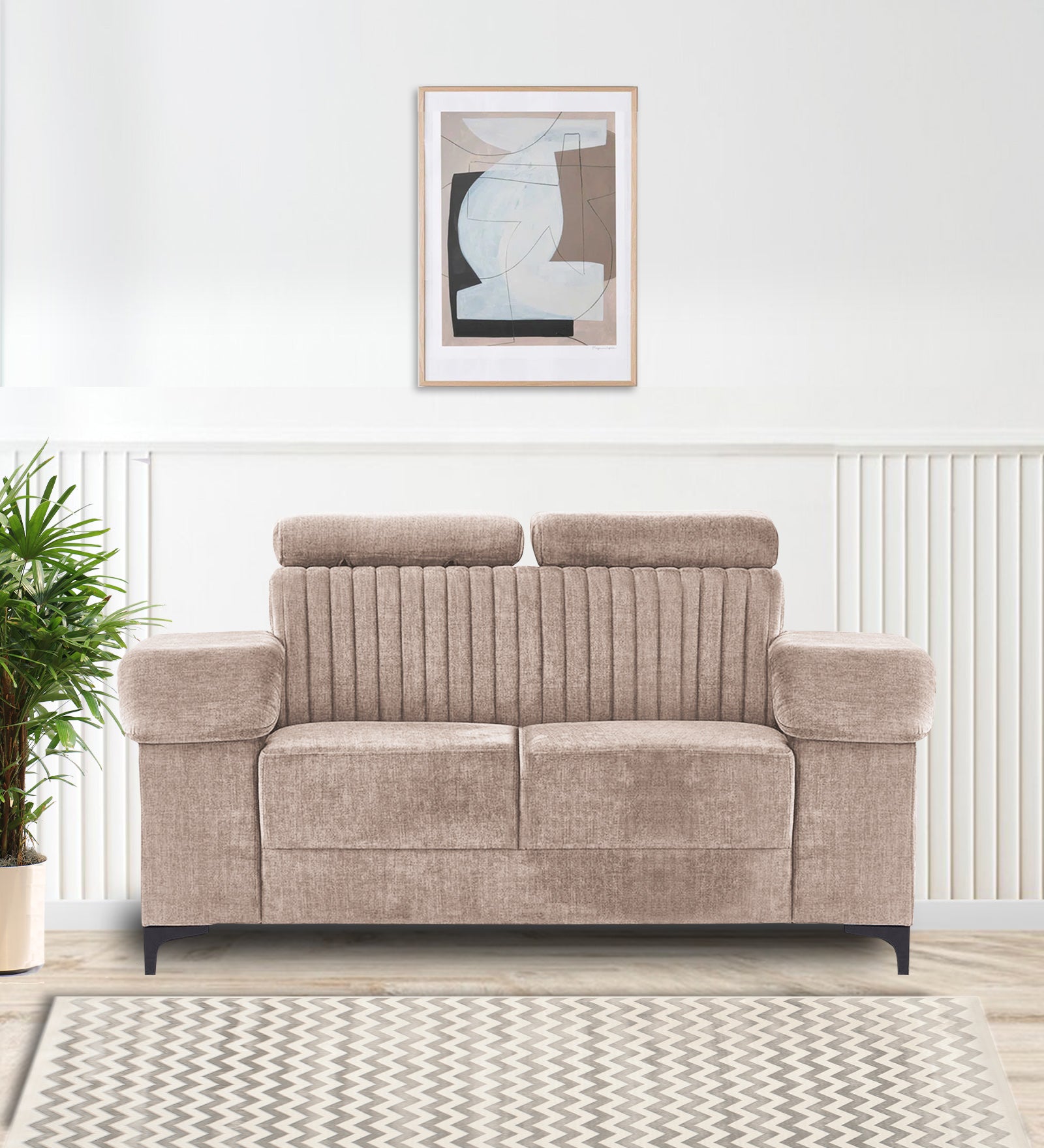 Draco Fabric 2 Seater Sofa in Mush Beige Colour