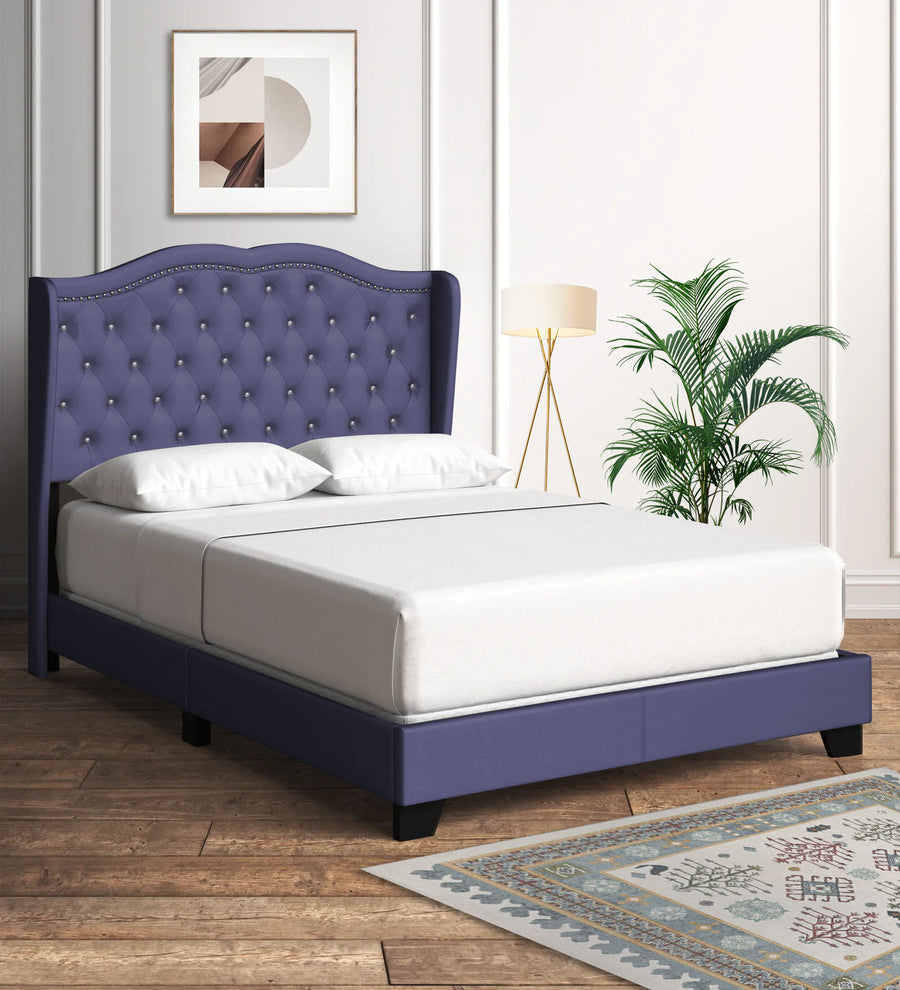 Blake  Upholstered Fabric Queen Size Bed - Slate Blue by Febonic Living