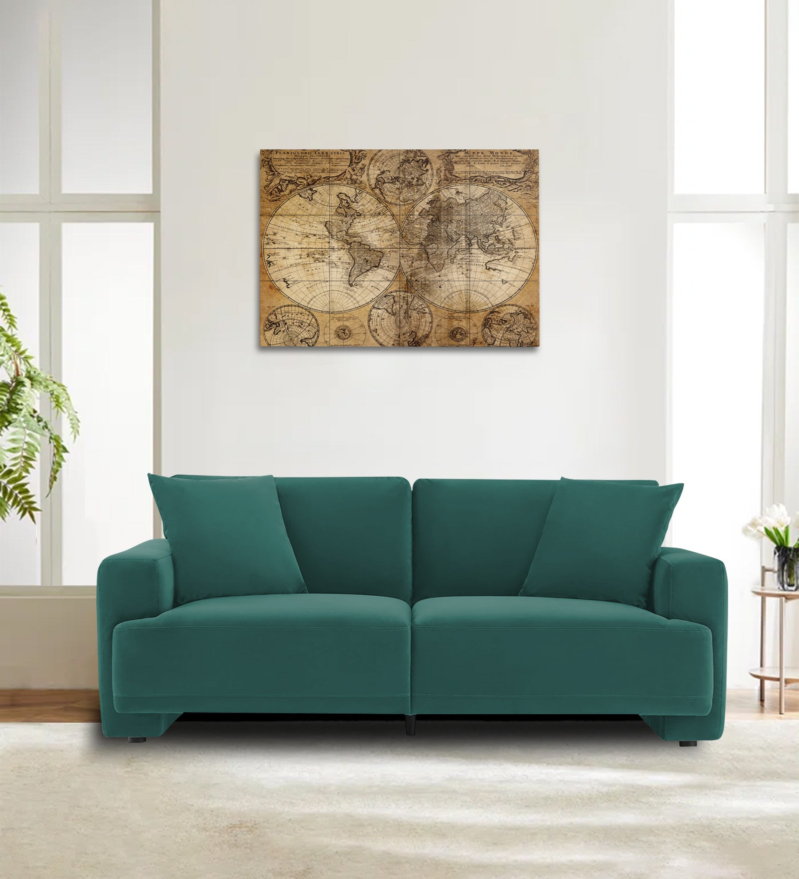 Kosta Velvet 2 Seater Sofa in Pine Green Colour
