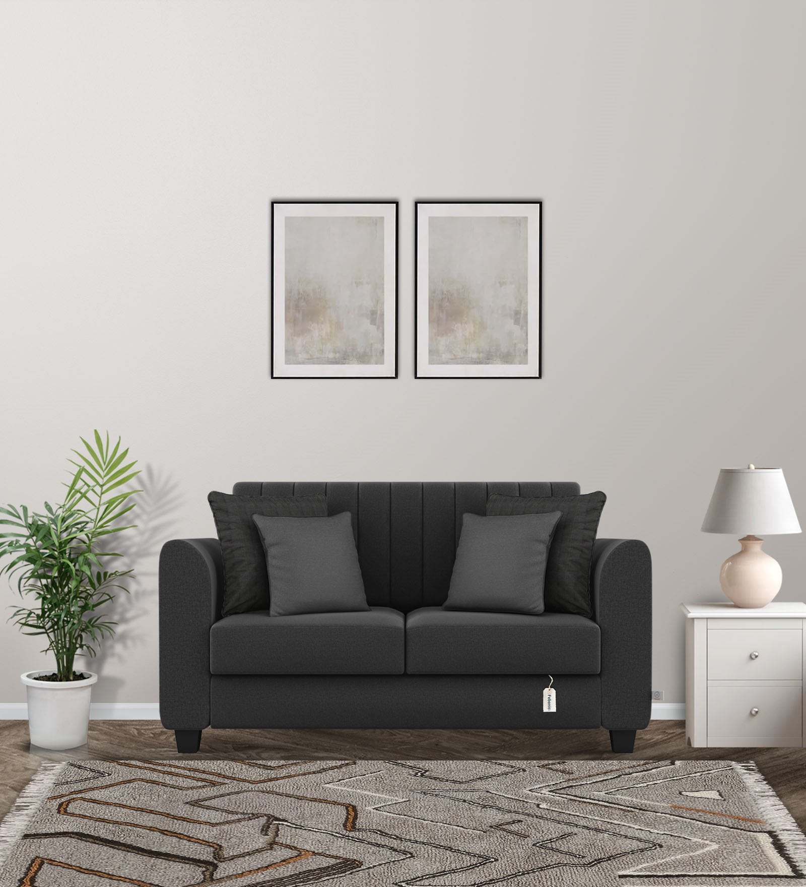 Cosmic Fabric 2 Seater Sofa in Charcoal Grey Colour