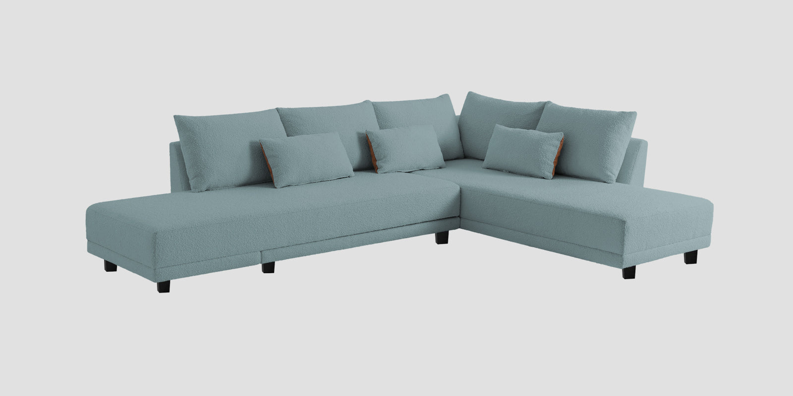 Ira Boucle Fabric LHS 6 Seater Convertible Sofa Cum Bed In Stormy Blue Colour - Febonic Living