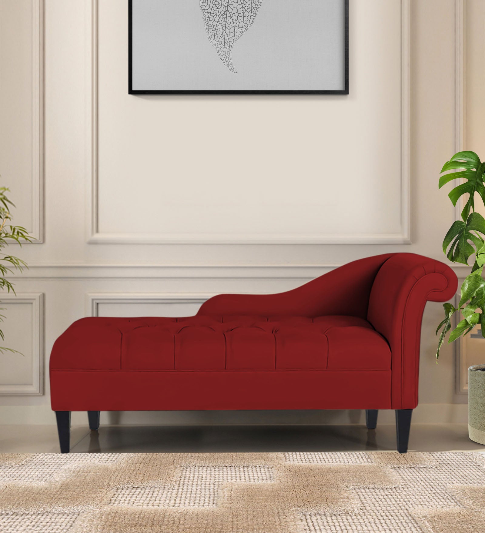 Adria Fabric LHS Chaise Lounger in Blood Maroon Colour