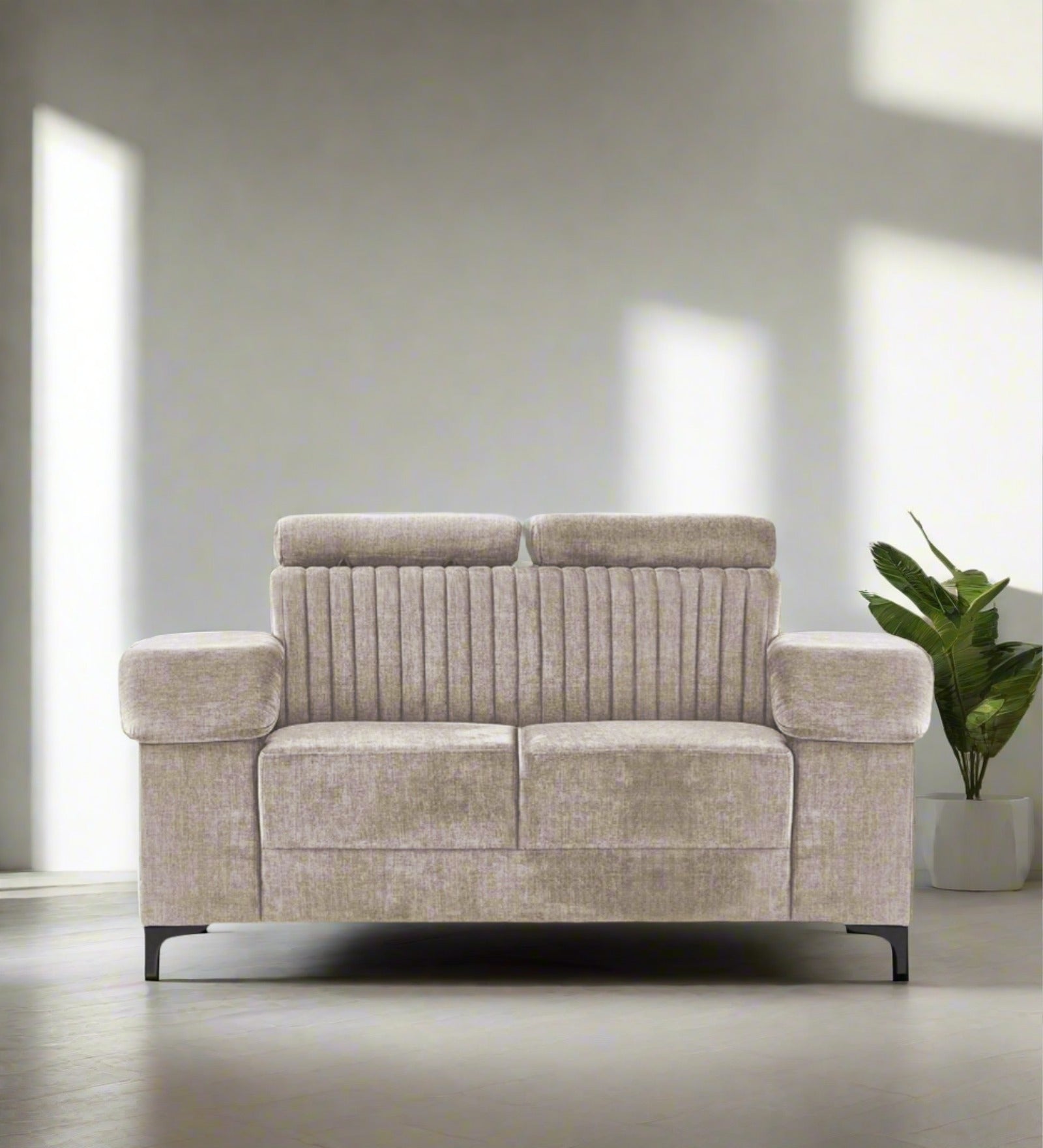 Draco Fabric 2 Seater Sofa in Natural Beige Colour