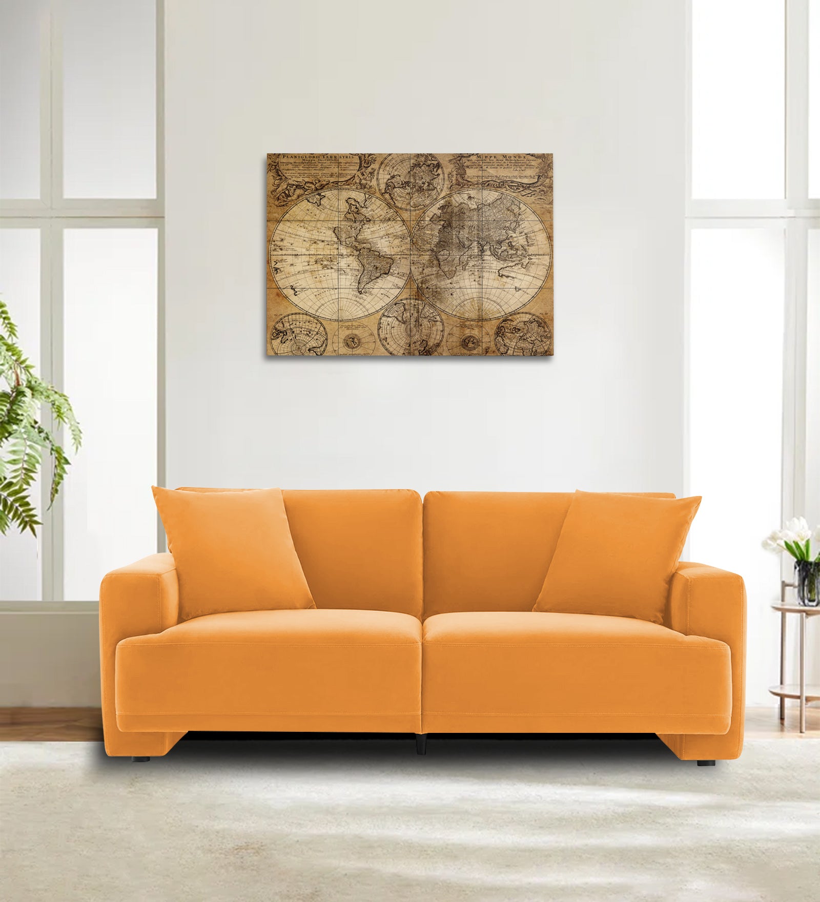 Kosta Velvet 2 Seater Sofa in Tangerine Orange Colour