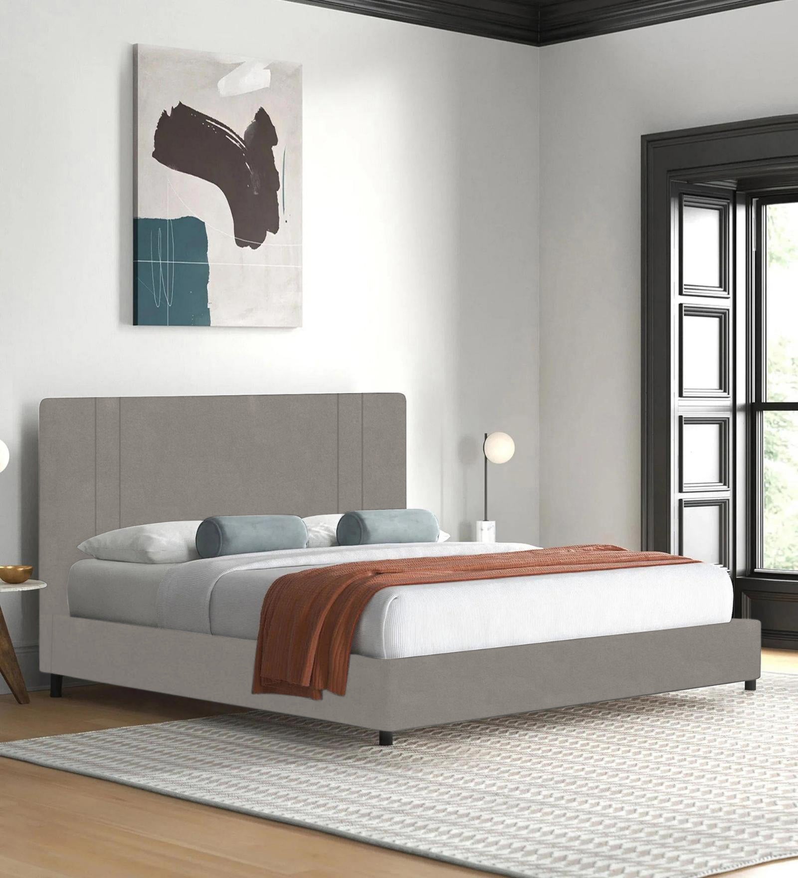 Asyra Velvet King Size Bed in Echo Grey Colour With Box Storage