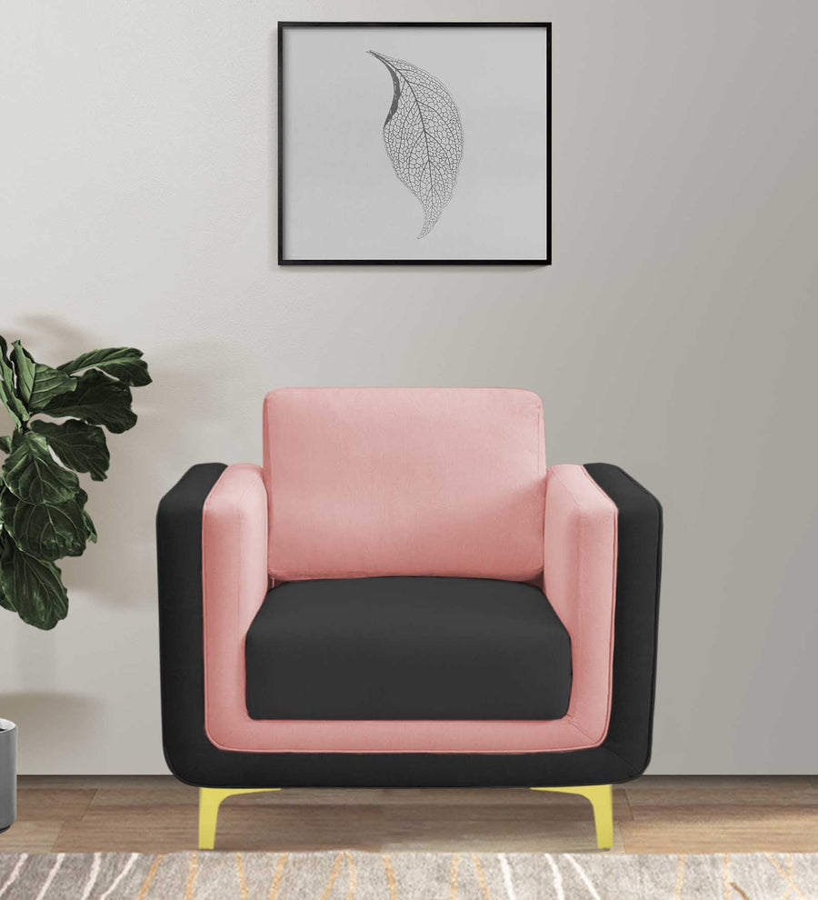 Visky Velvet 1 Seater Sofa In Millennial Pink And Hory Grey Colour - Febonic Living