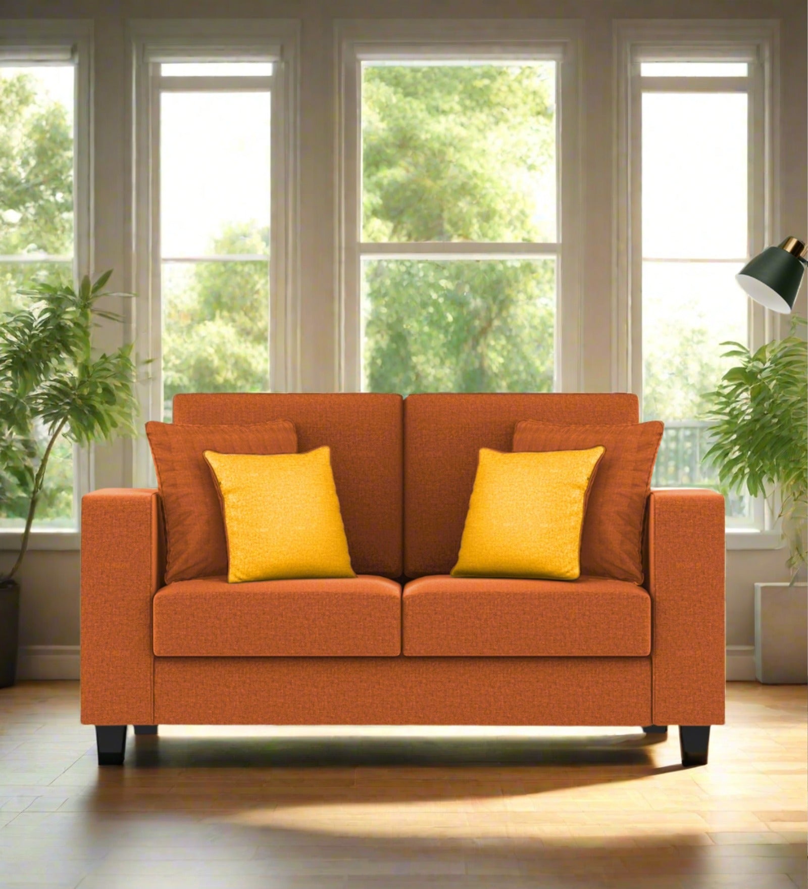 Nabi Fabric 2 Seater Sofa In Vivid Orange Colour