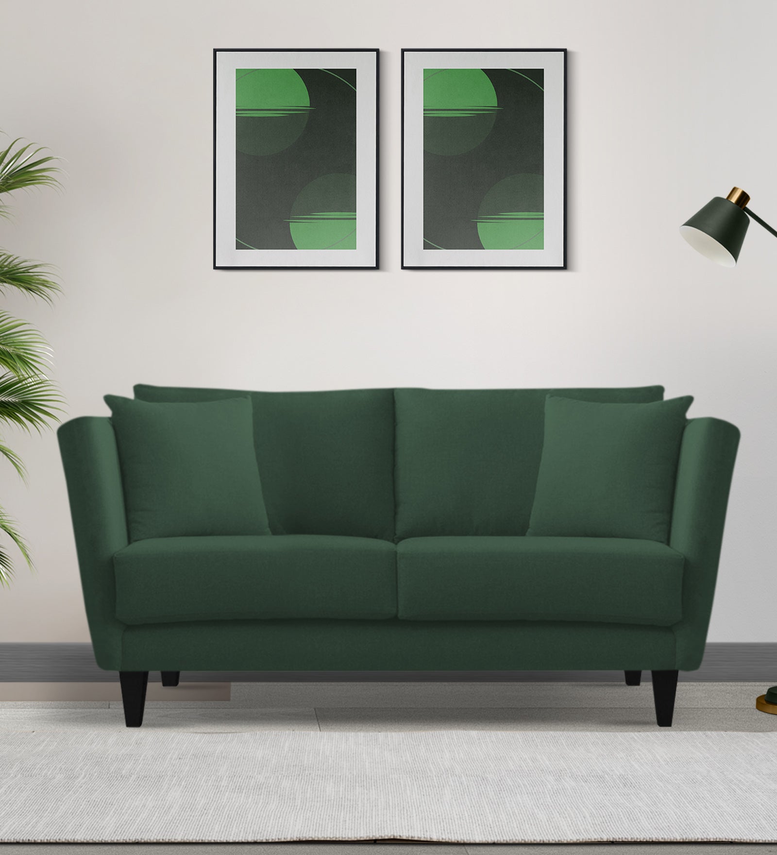 Norway Velvet 2 Seater Sofa In Amazon Green Colour