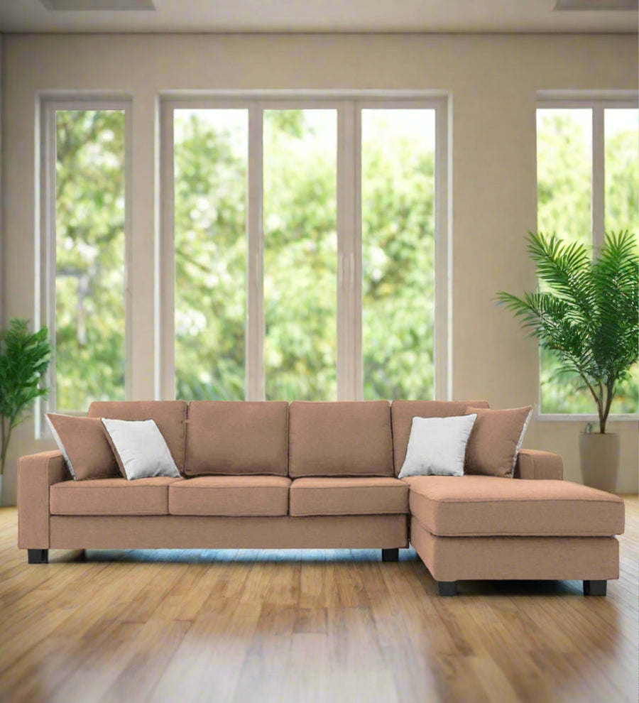 Ladybug  LHS  (3+Lounger) Fabric Sectional Sofa - Cookie Beige by Febonic Living