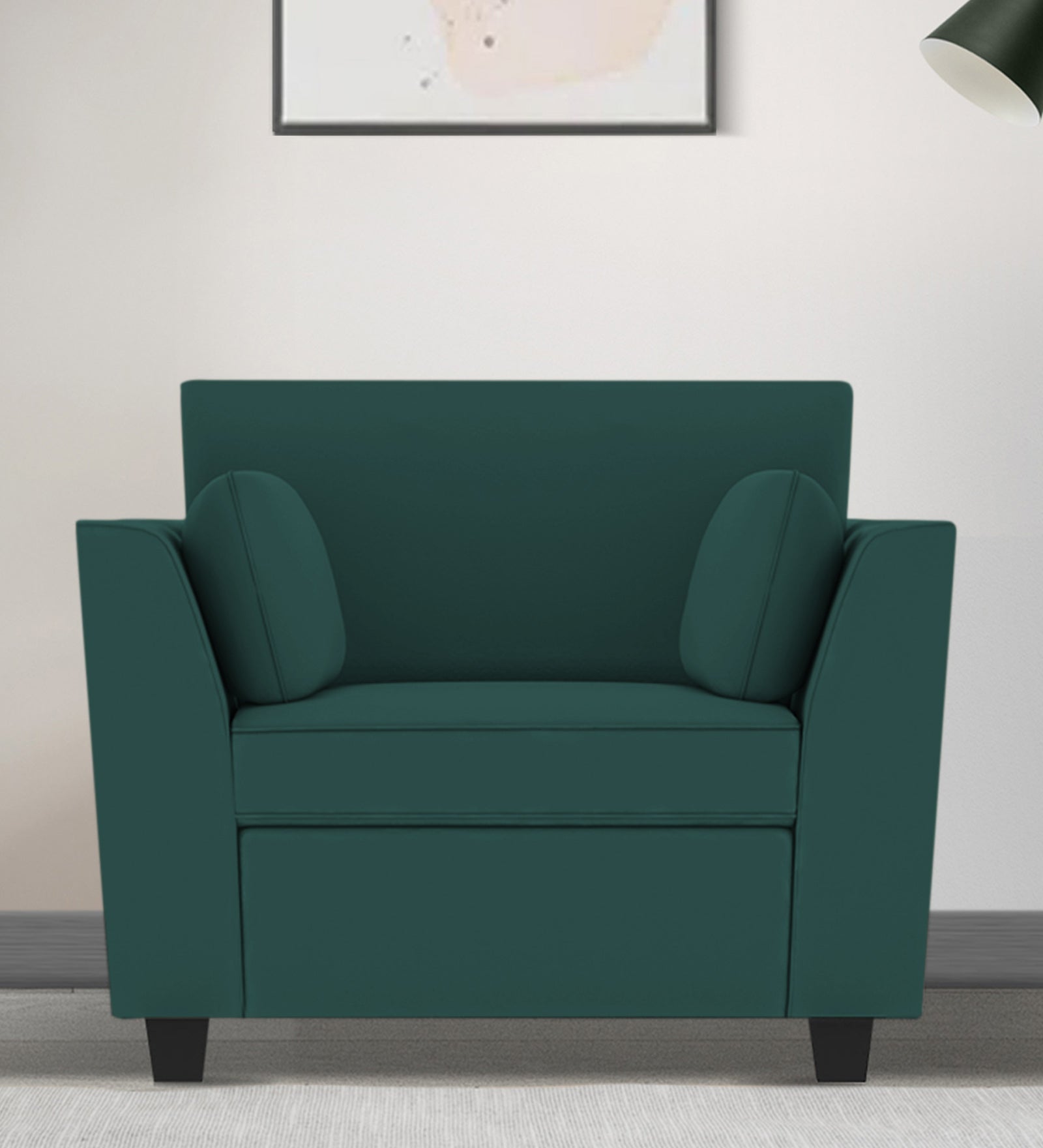 Bristo Velvet 1 Seater Sofa in Pine Green Colour