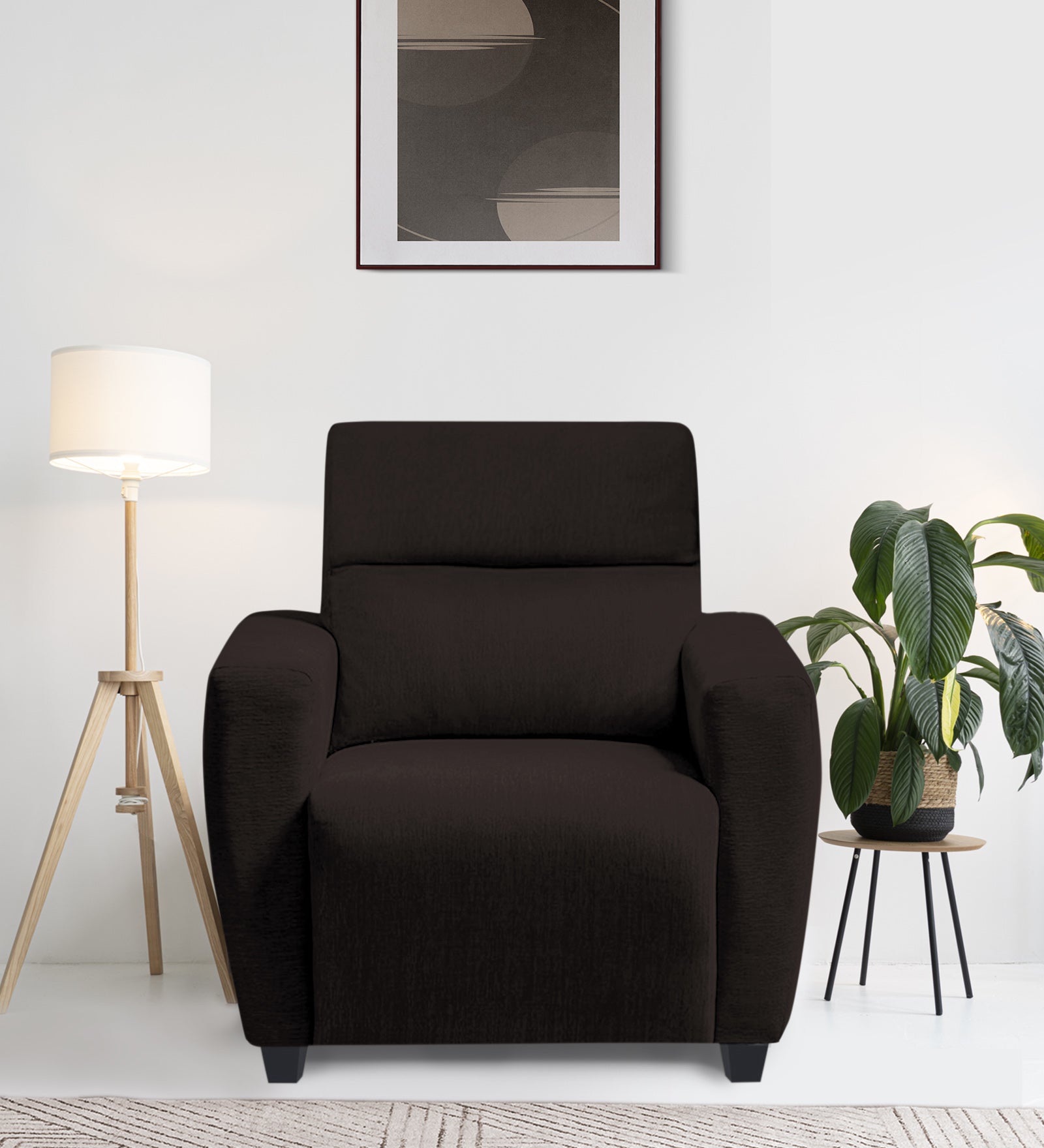 Bakadi Fabric 1 Seater Sofa in cara brown Colour
