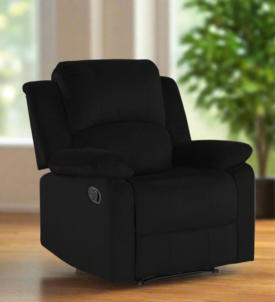Henry  1 Seater Motorized Fabric Recliner - Zed Black by Febonic Living