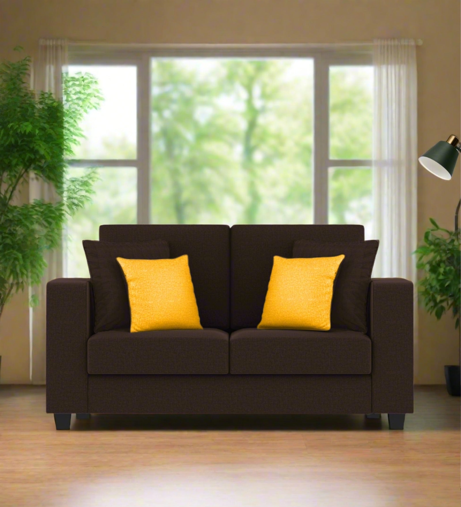 Nabi Fabric 2 Seater Sofa In Coffee Brown Colour