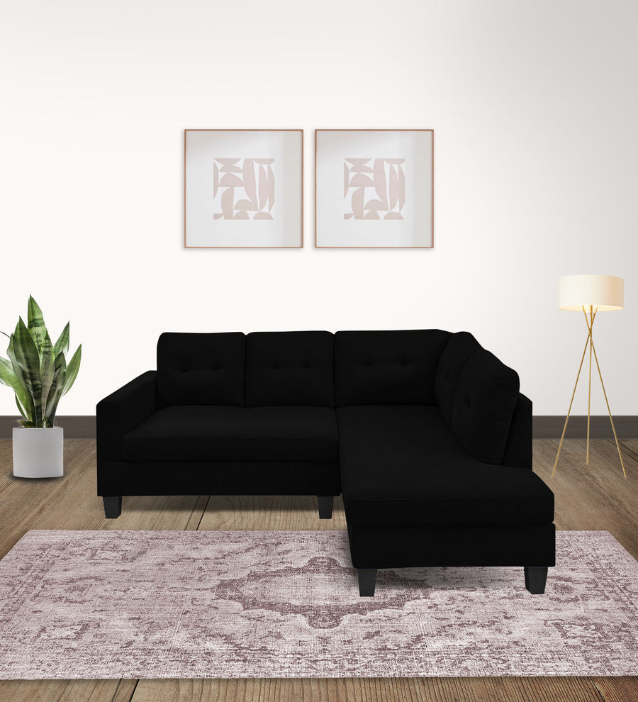 Thomas  LHS  (2+Lounger) Fabric Sectional Sofa - Zed Black by Febonic Living