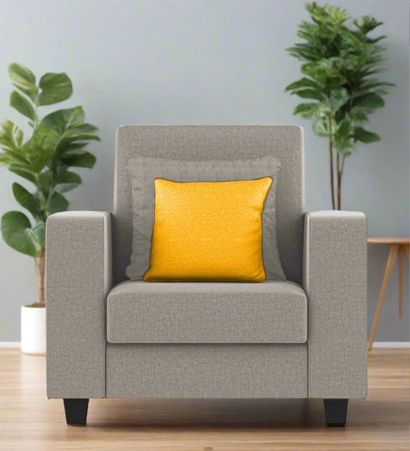 Nabi Fabric 1 Seater Sofa In Lit Grey Colour