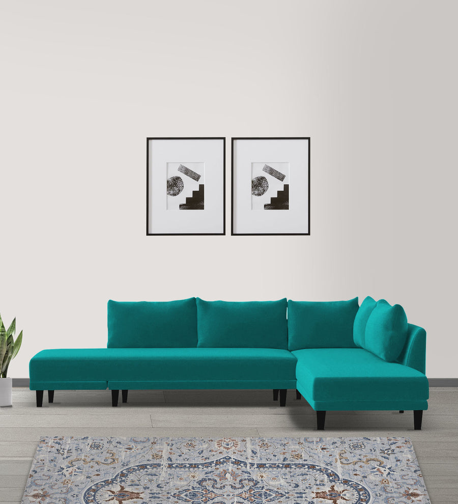 Ira  LHS 6 Seater Convertible  Cum Bed Fabric Sofa - Sea Green by Febonic Living