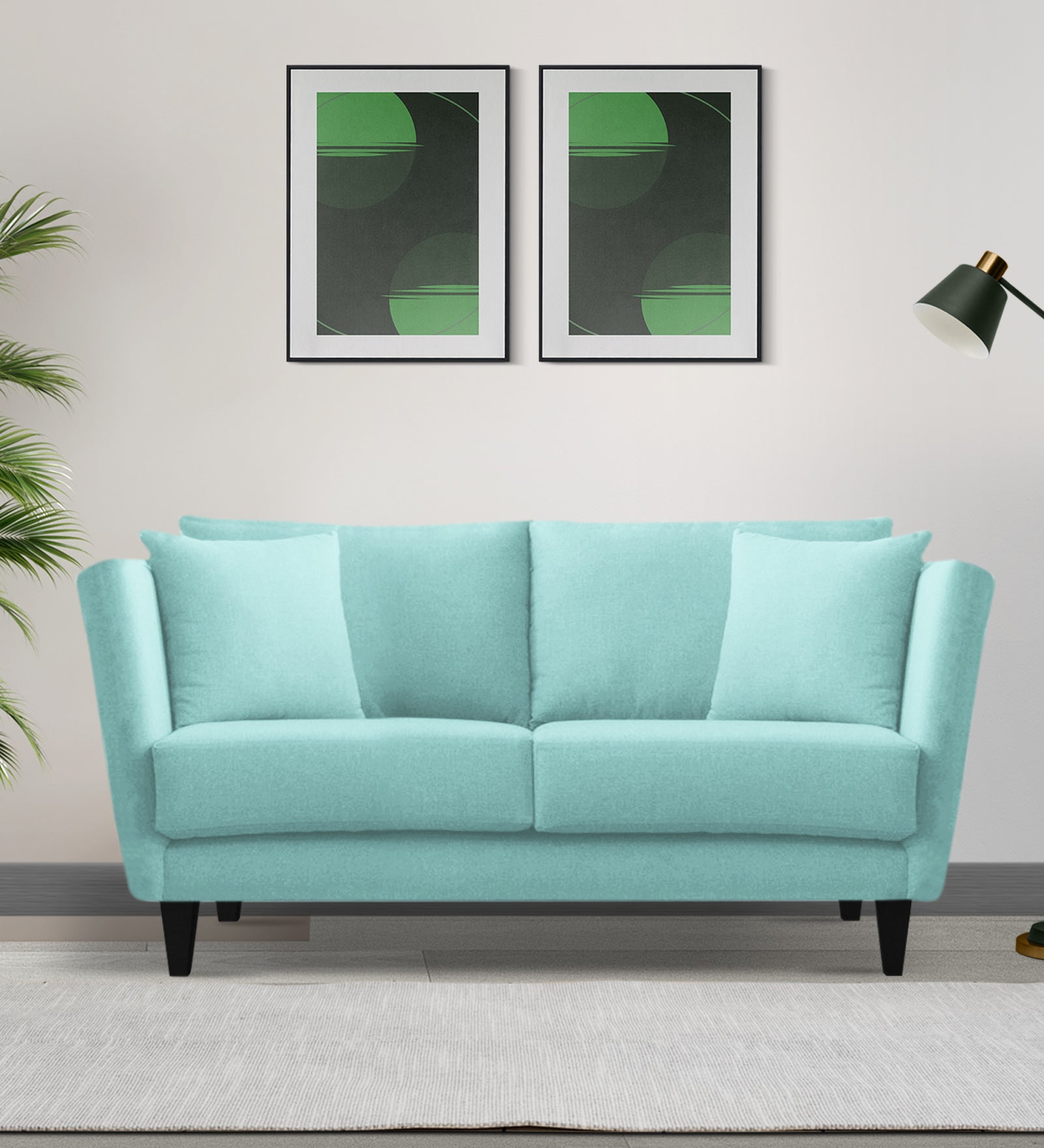 Norway Velvet 2 Seater Sofa In Barmunda Aqua Colour