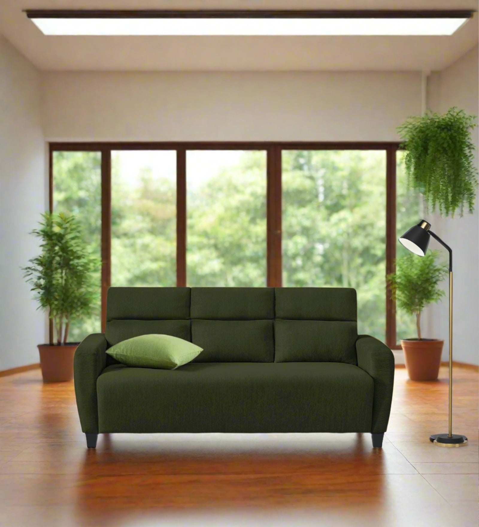 Bakadi Fabric 3 Seater Sofa in Olive Green Colour