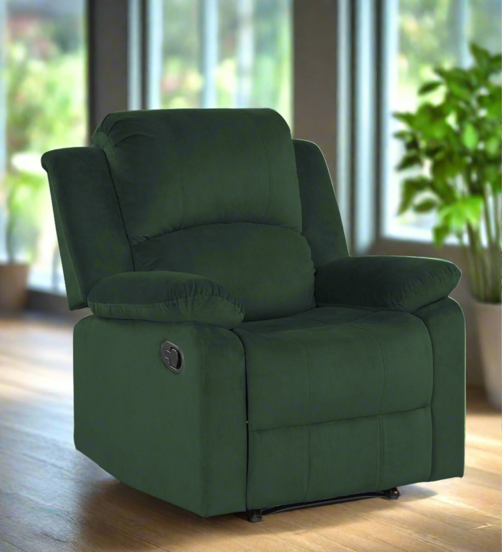 Henry Velvet Manual 1 Seater Recliner In Amazon Green Colour