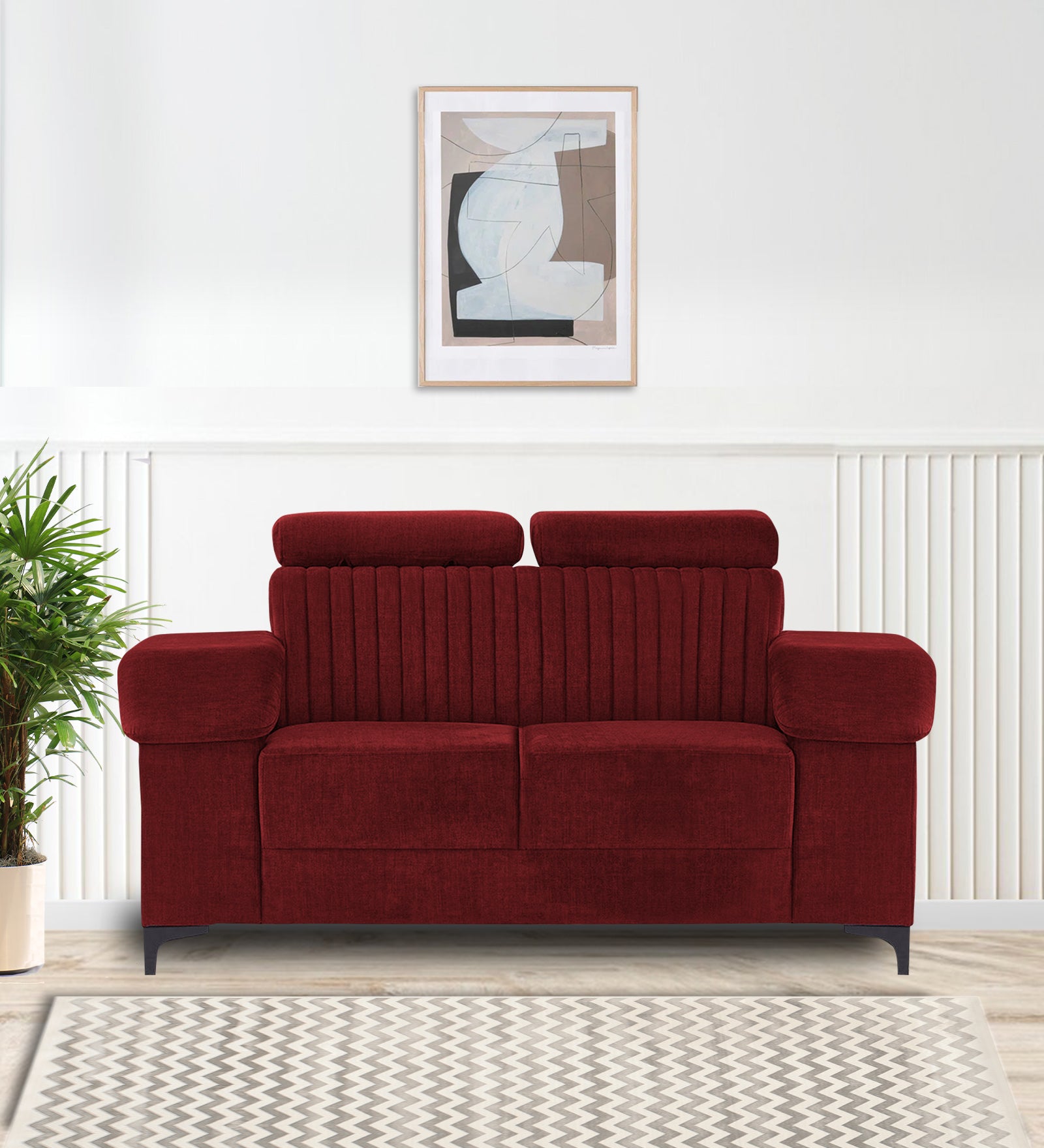 Draco Fabric 2 Seater Sofa in Corel Red Colour