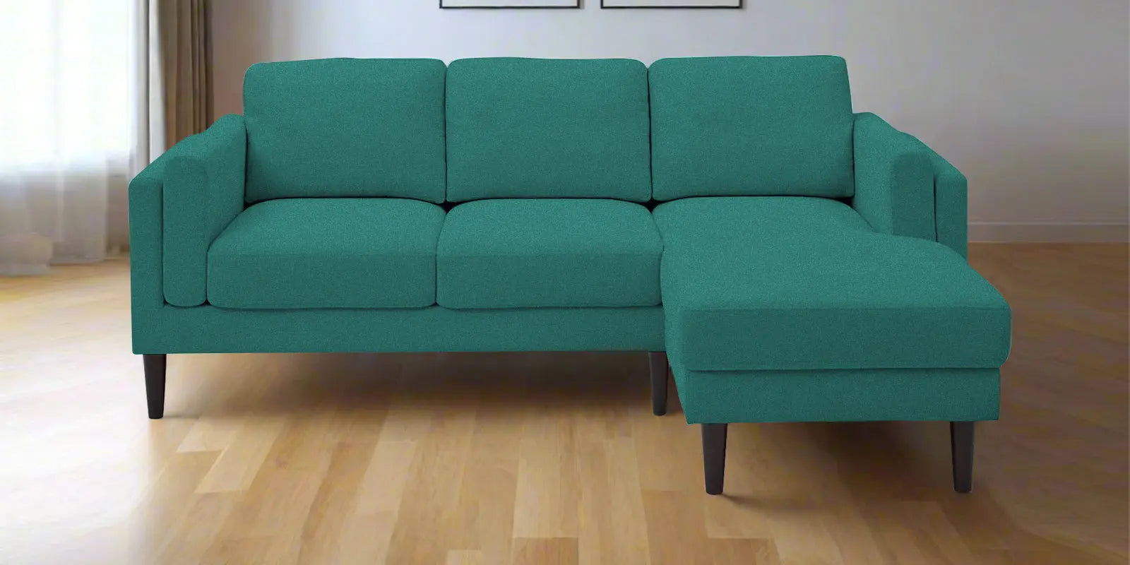 Creata Fabric LHS Sectional Sofa (2+Lounger) In Sea Green Colour Febonic Living