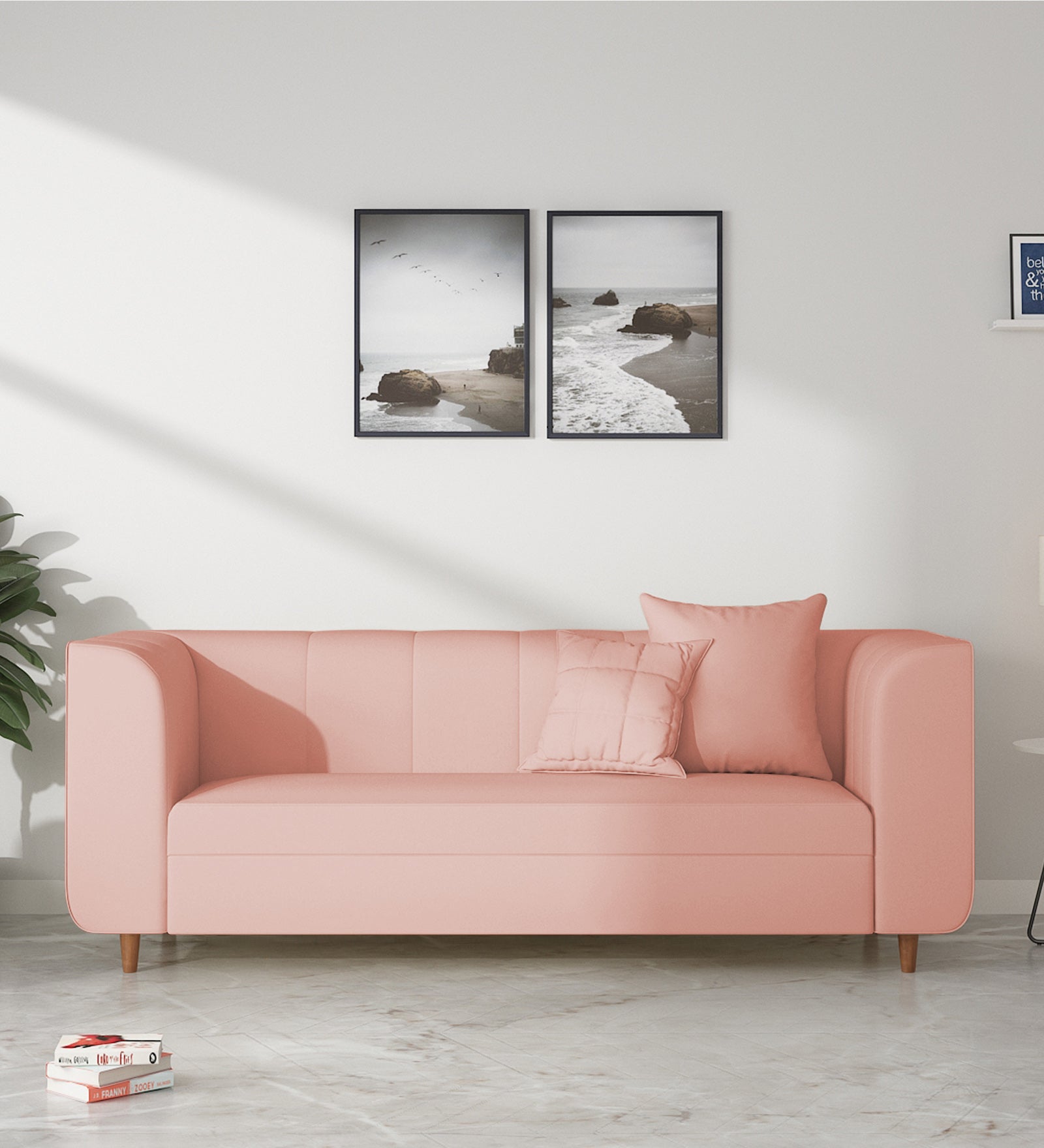 Sumo Velvet 3 Seater Sofa in Blush Pink Colour