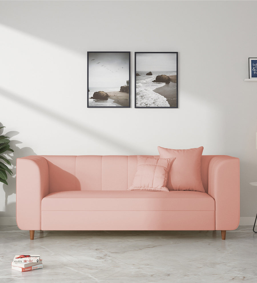 Sumo 3 Seater Velvet Sofa - Blush Pink by Febonic Living