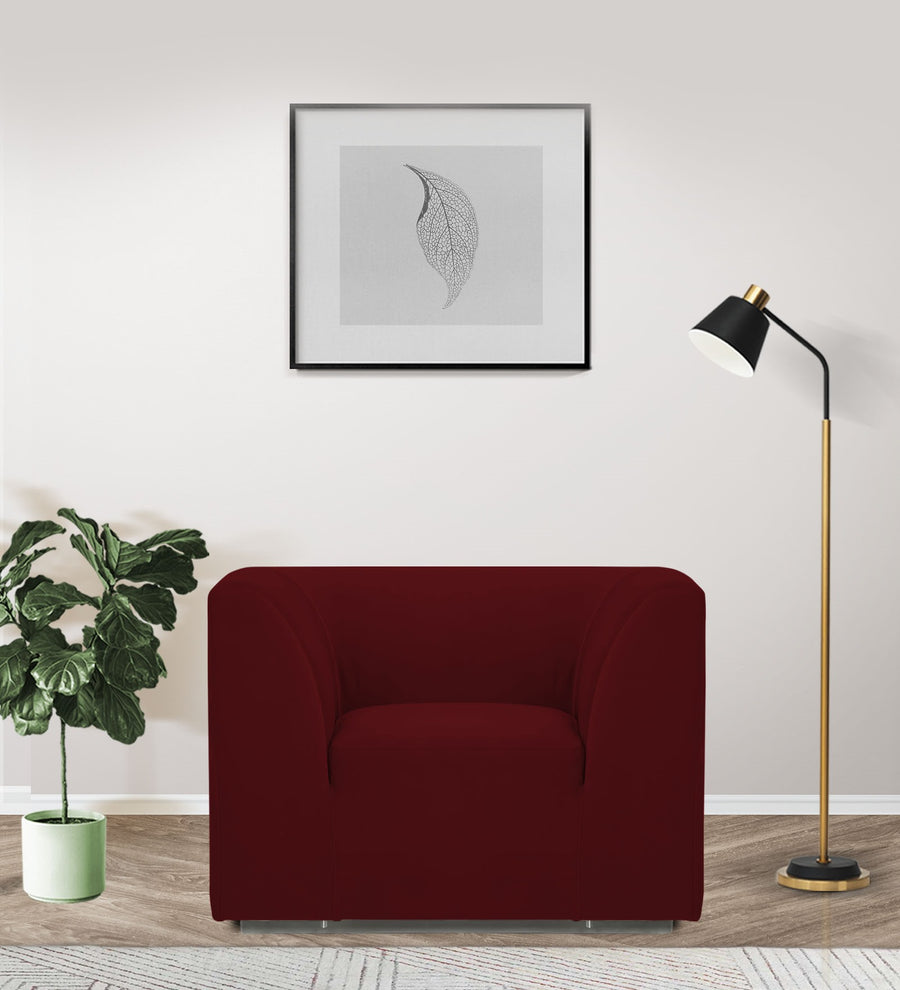 Bufa  1 Seater Velvet Sofa - Dark Maroon by Febonic Living