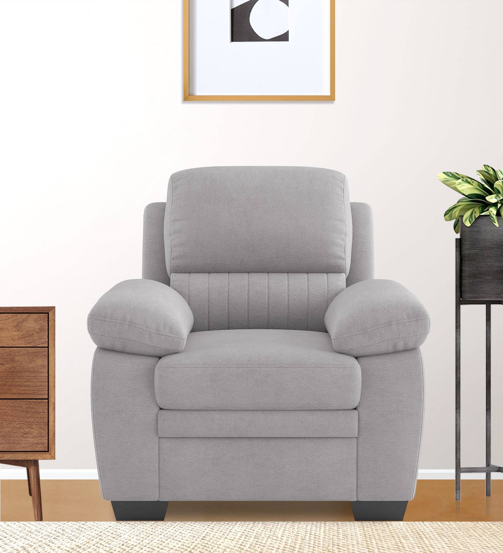 Miranda Velvet 1 Seater Sofa in Concrete grey Colour