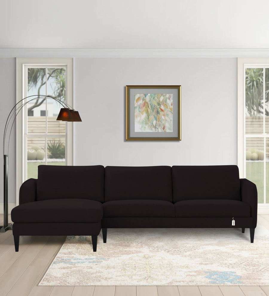 Piku  RHS  (3+Lounger) Fabric Sectional Sofa - Cara Brown by Febonic Living