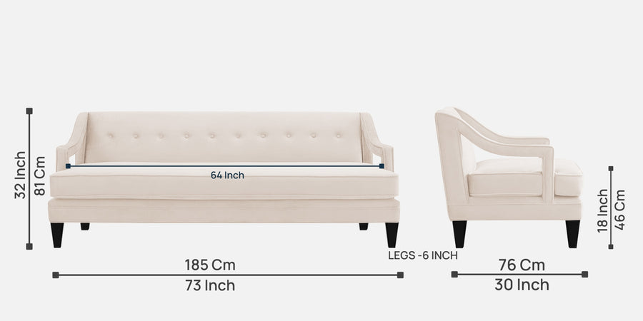 Daffy Velvet 3 Seater Sofa In Camel Beige Colour - Febonic Living