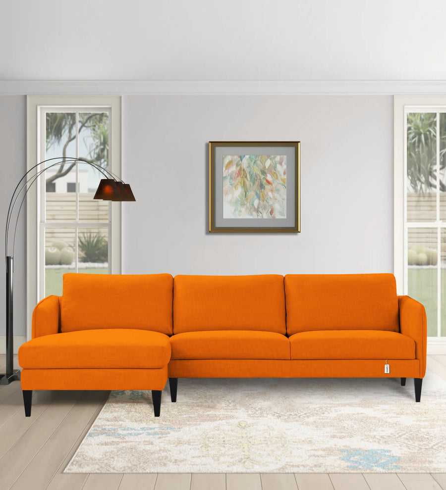 Piku  RHS  (3+Lounger) Fabric Sectional Sofa - Vivid Orange by Febonic Living