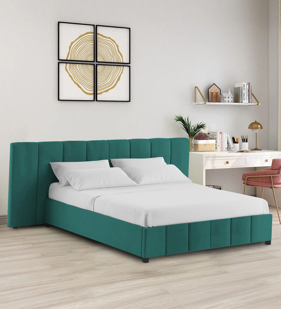 Nora  Upholstered Fabric King Size Bed - Sea Green (Box Storage) by Febonic Living