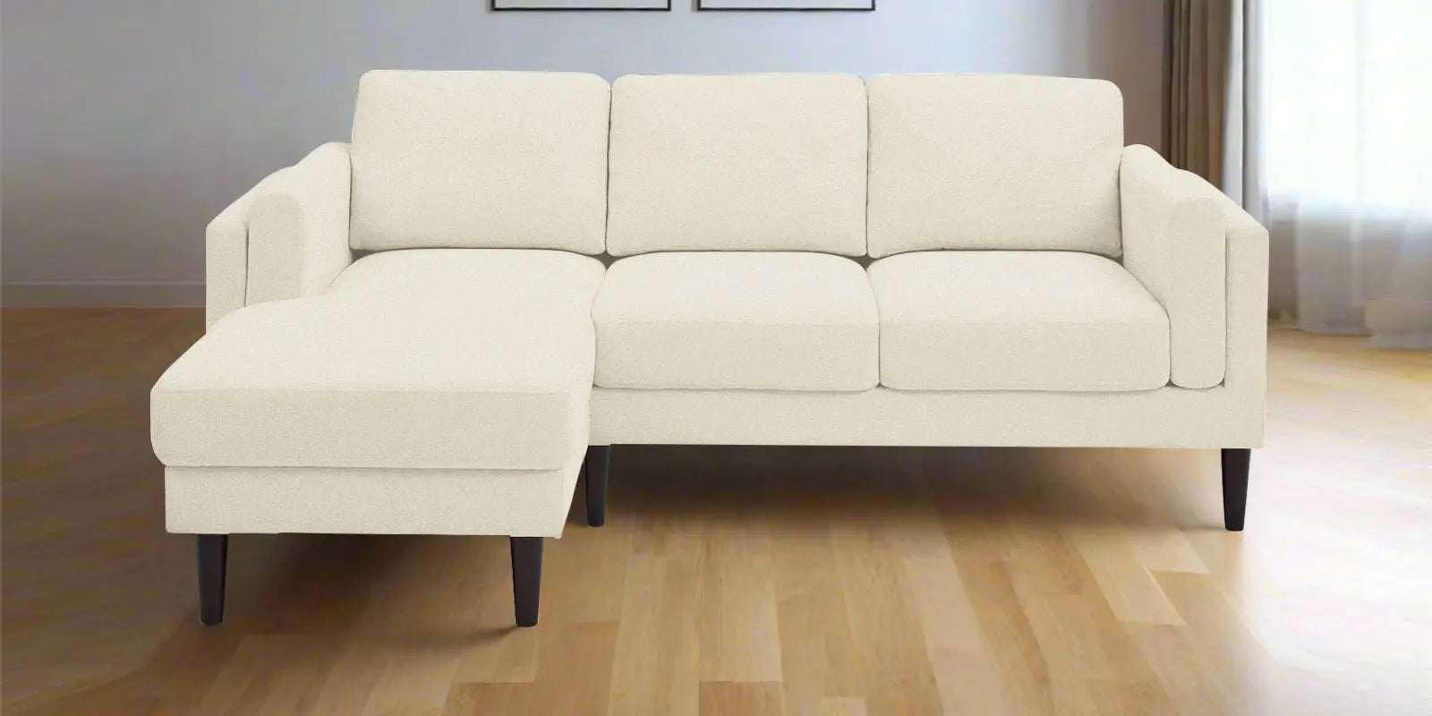 Creata Fabric RHS Sectional Sofa (2+Lounger) In Ivory Cream Colour Febonic Living