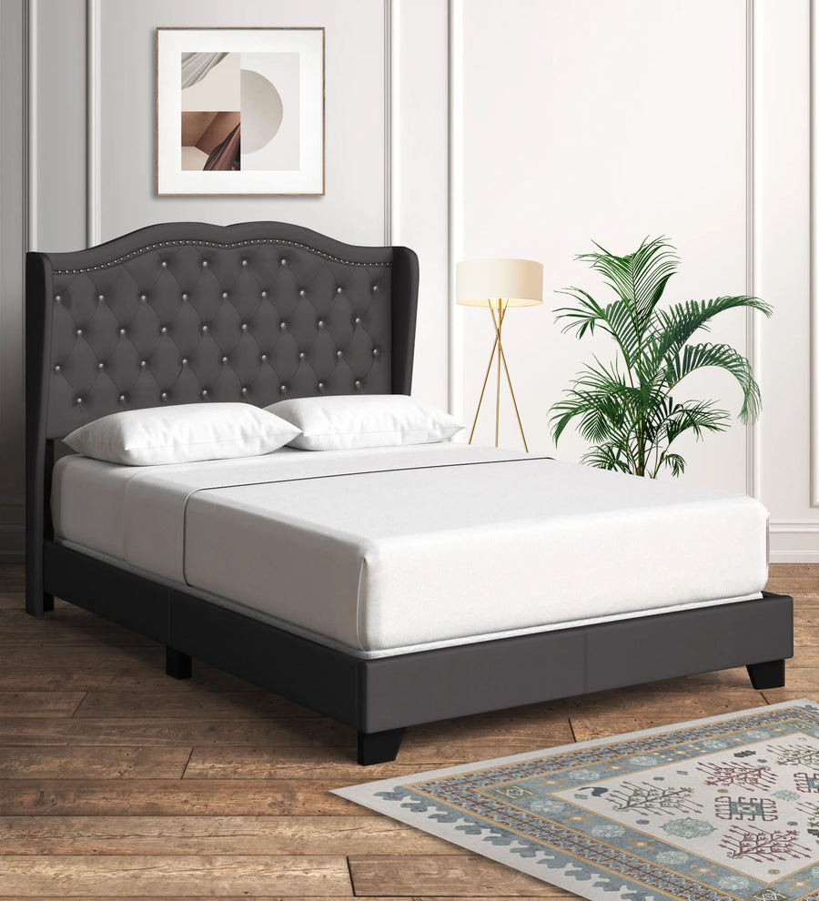 Blake  Upholstered Fabric Queen Size Bed - Maba Grey by Febonic Living