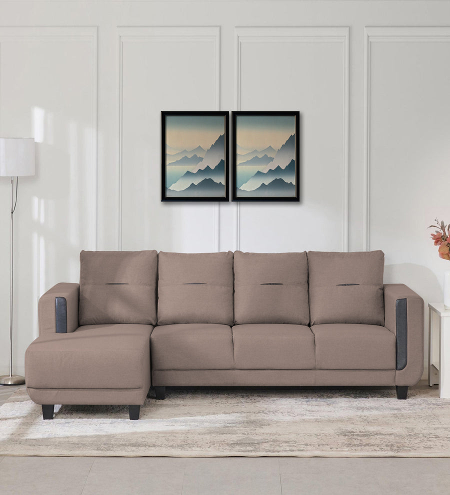 Perry  RHS  (3+Lounger) Fabric Sectional Sofa - Kadhi Beige by Febonic Living