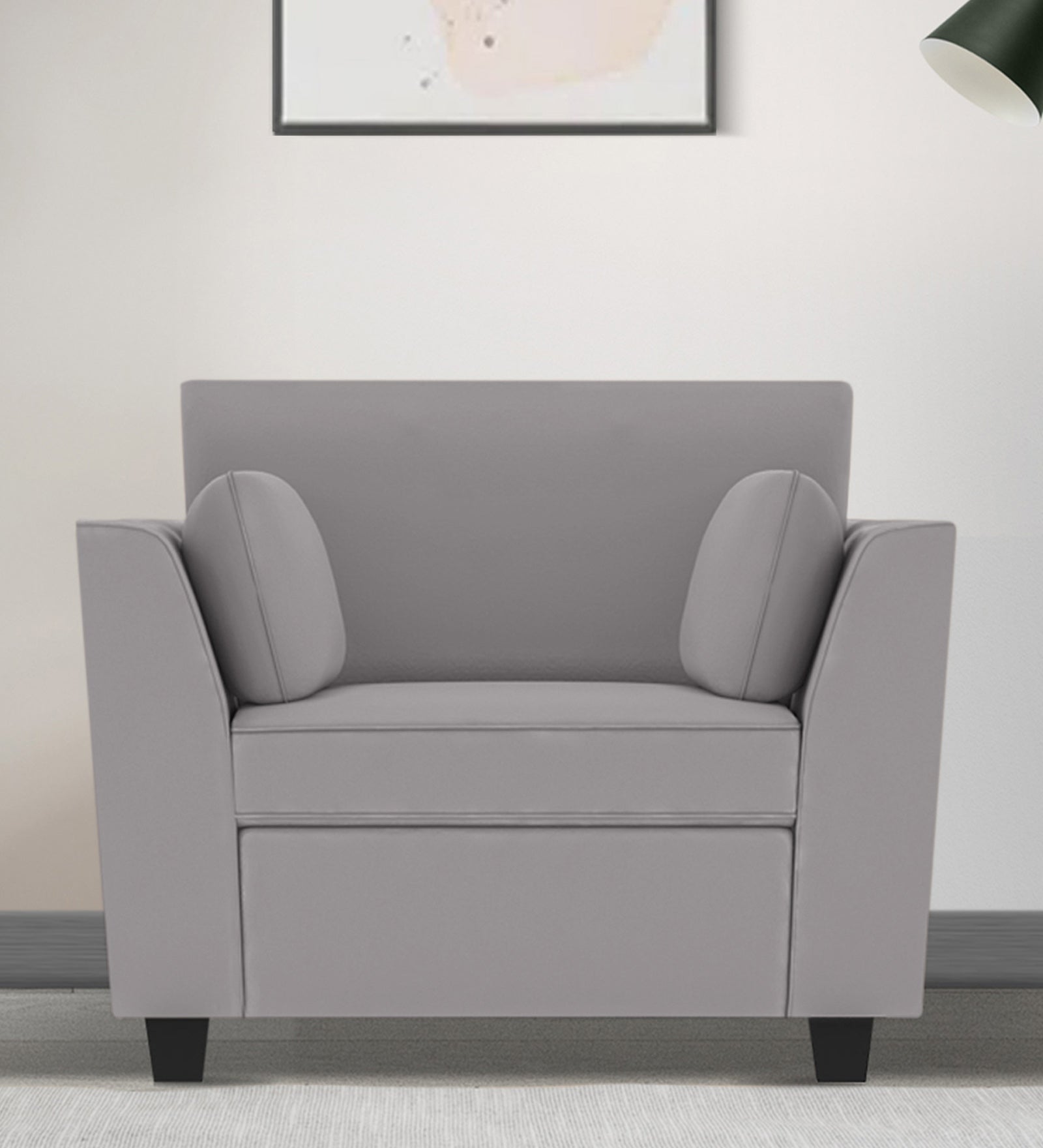 Bristo Velvet 1 Seater Sofa in Concrete Grey Colour